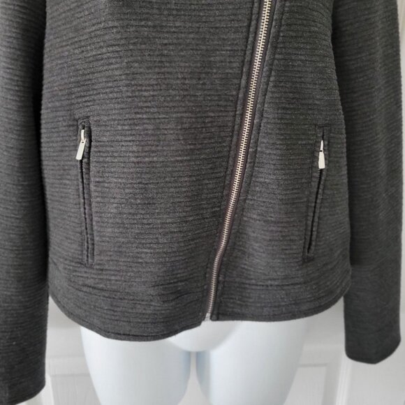 CI SONO Charcoal Gray Ribbed Stretch Knit Motorcycle Jacket Size M - Picture 7 of 9